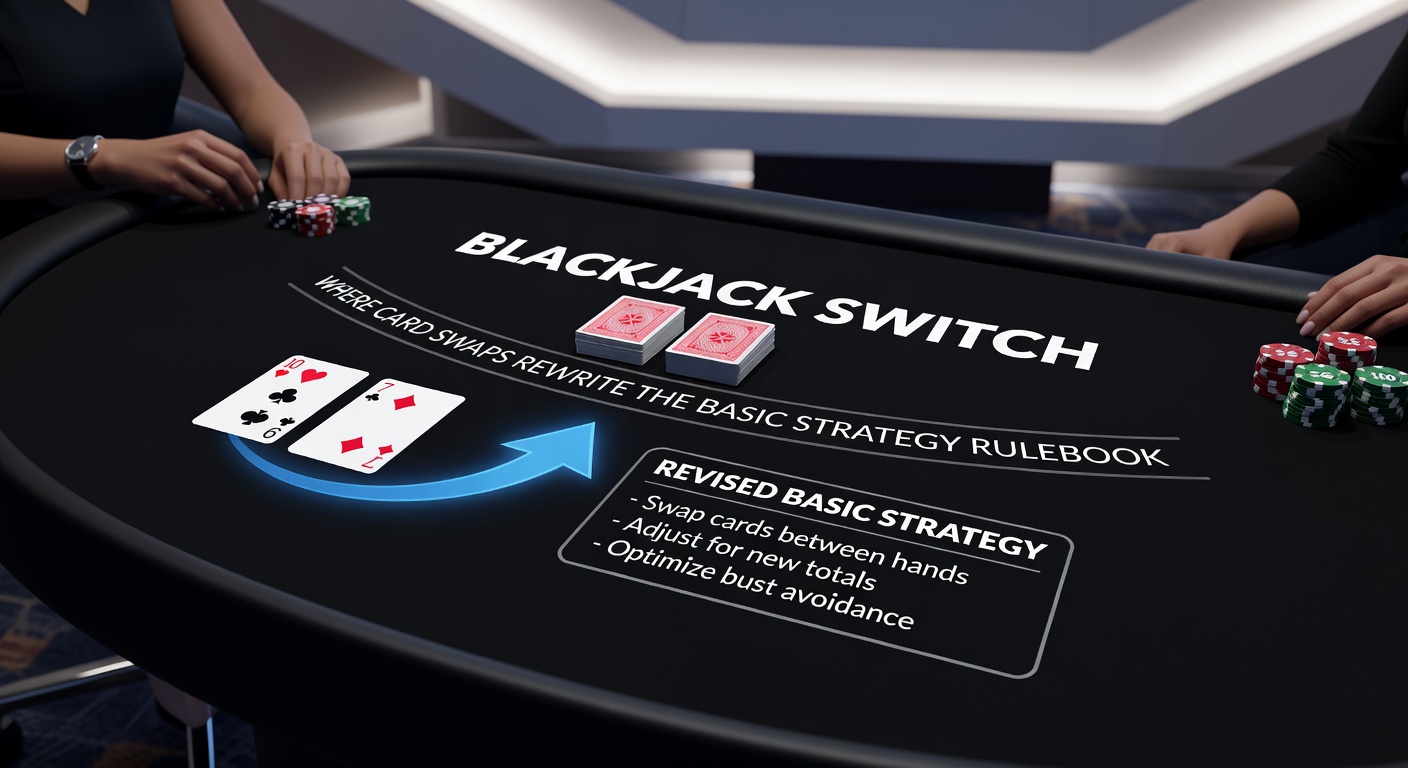 Strategy chart excerpt for Blackjack Switch highlighting swap decisions and play deviations against various dealer upcards