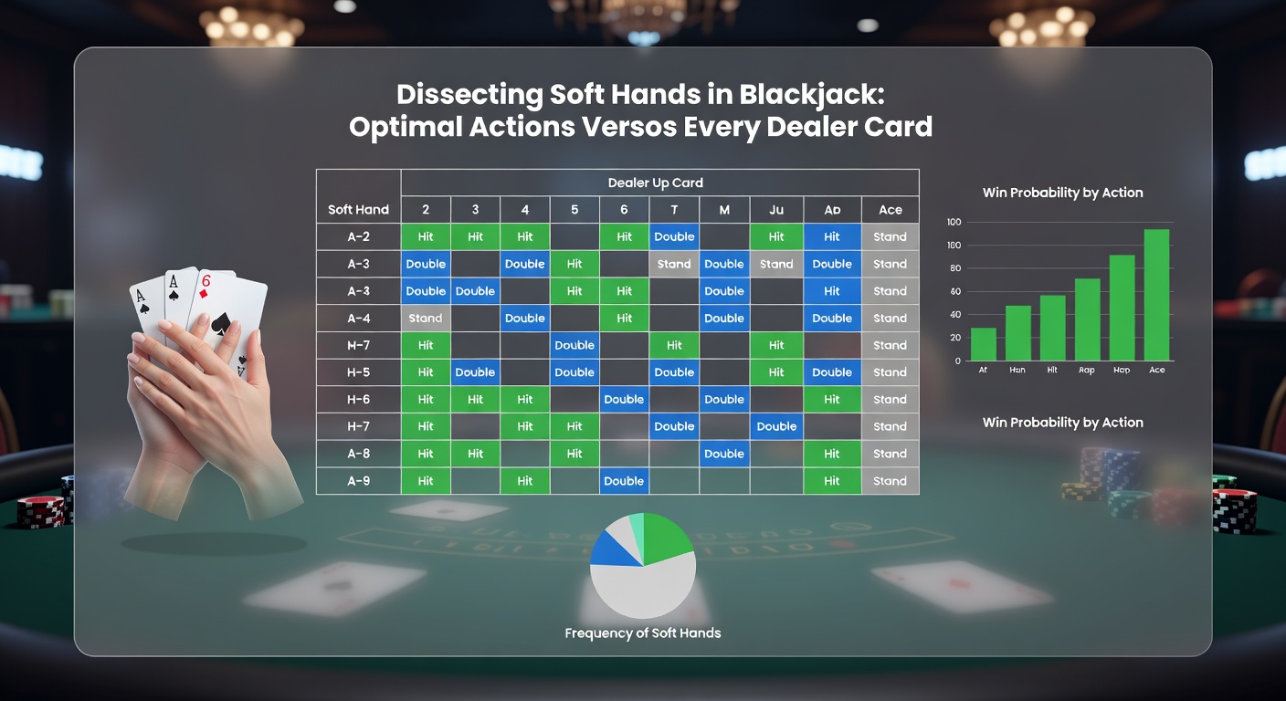 Detailed blackjack strategy chart highlighting soft hand decisions across dealer upcards