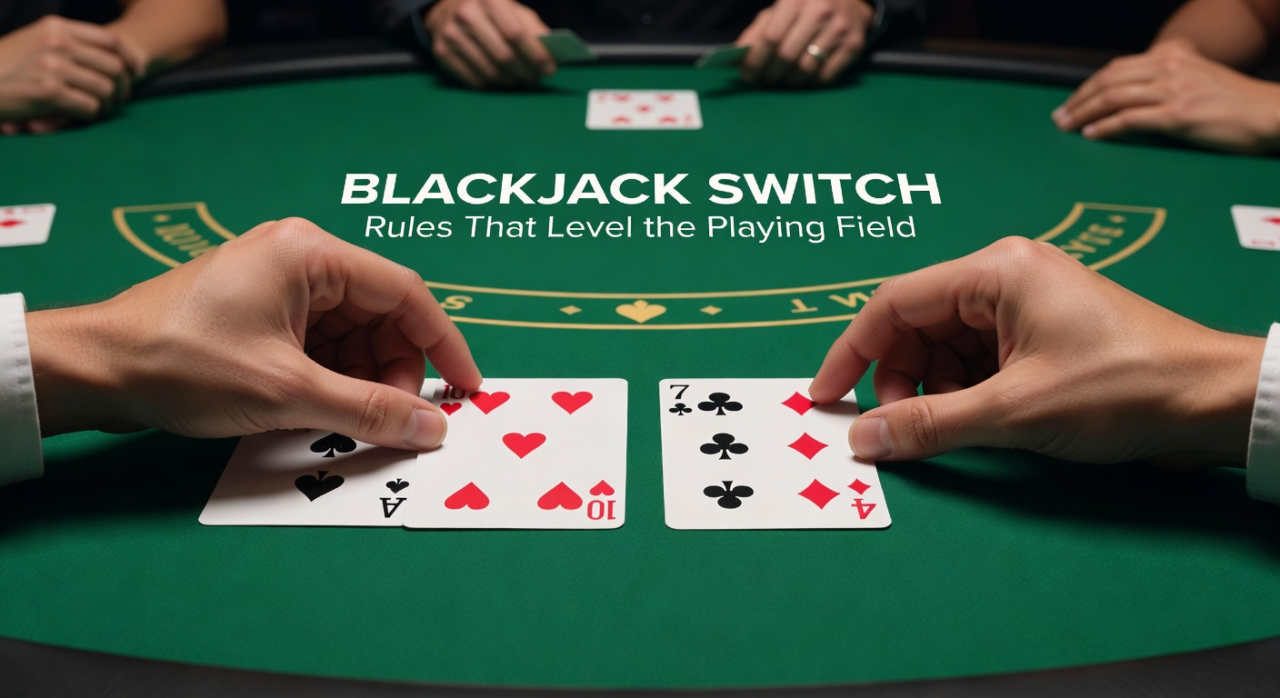 Close-up of a Blackjack Switch strategy chart highlighting optimal hand swap decisions based on player hands and dealer upcard