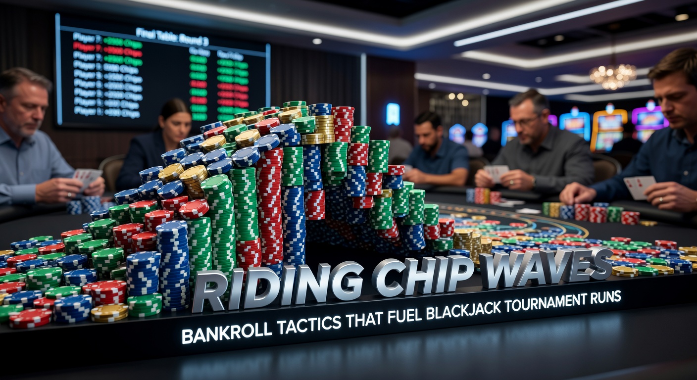 Close-up of a tournament bankroll spreadsheet on a laptop, showing risk calculations and bet spreads for blackjack play