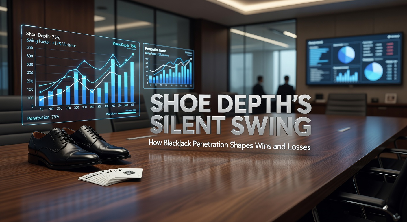 Graph illustrating blackjack player advantage curves rising sharply with deeper shoe penetration percentages