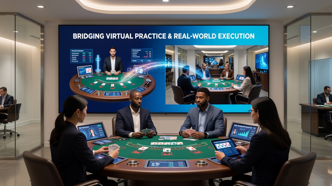 Live blackjack table scene showing multiple players executing decisions with dealer revealing cards