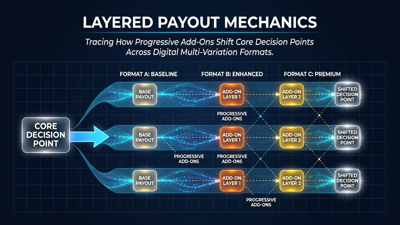 Diagram showing layered payout structures in digital casino game variants with progressive elements highlighted