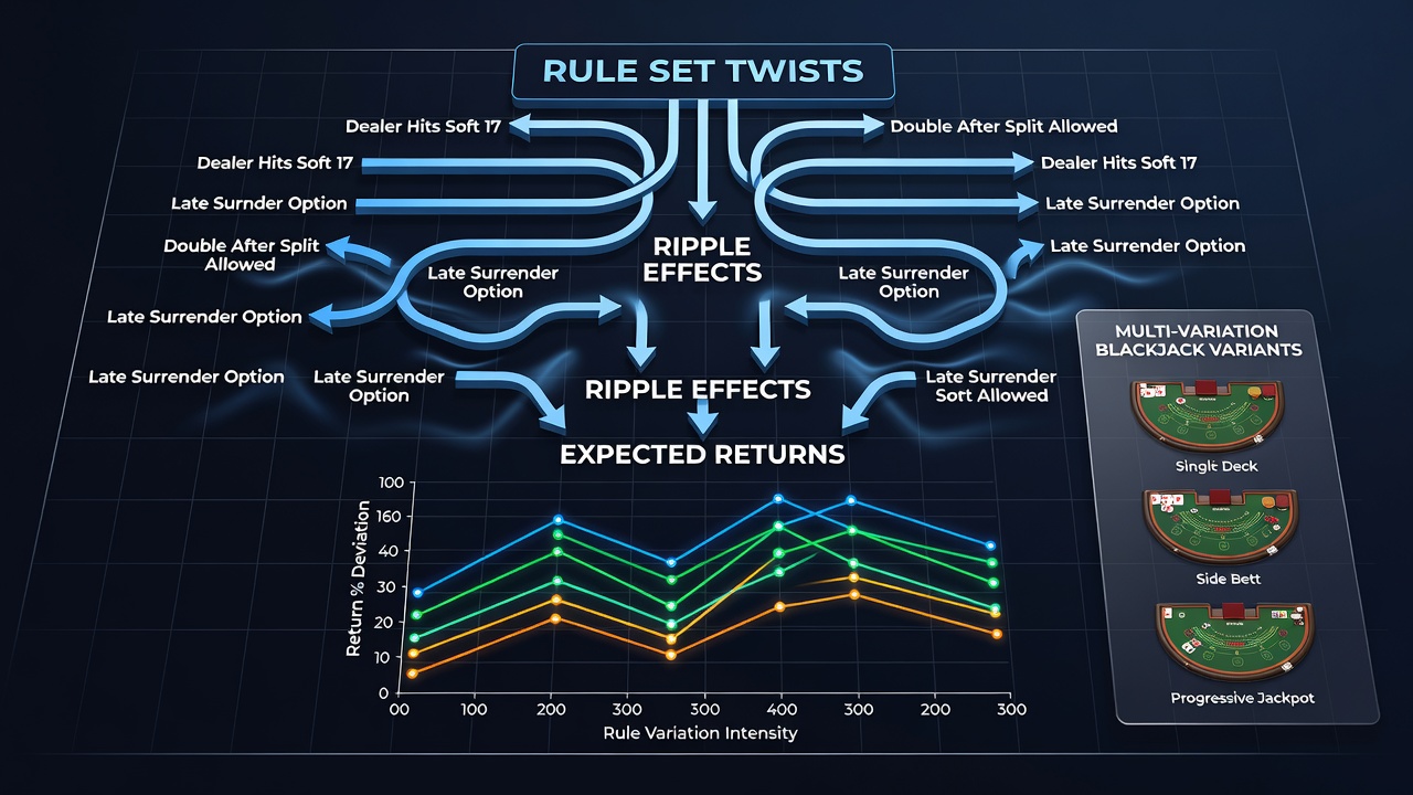 Detailed view of blackjack strategy charts adjusted for multiple rule variations and deck counts