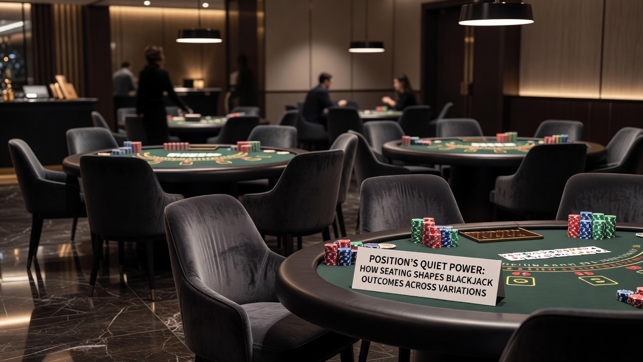 Close-up of blackjack dealer dealing cards to players in different seating positions during a multi-deck shoe