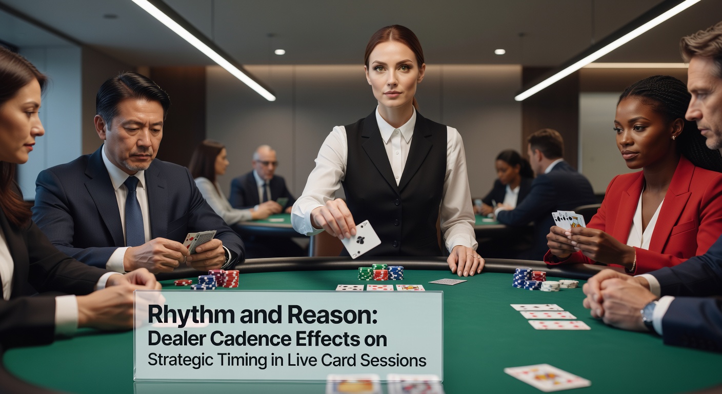 Dealer hands cards across a green felt table during a live blackjack session with players observing the pace