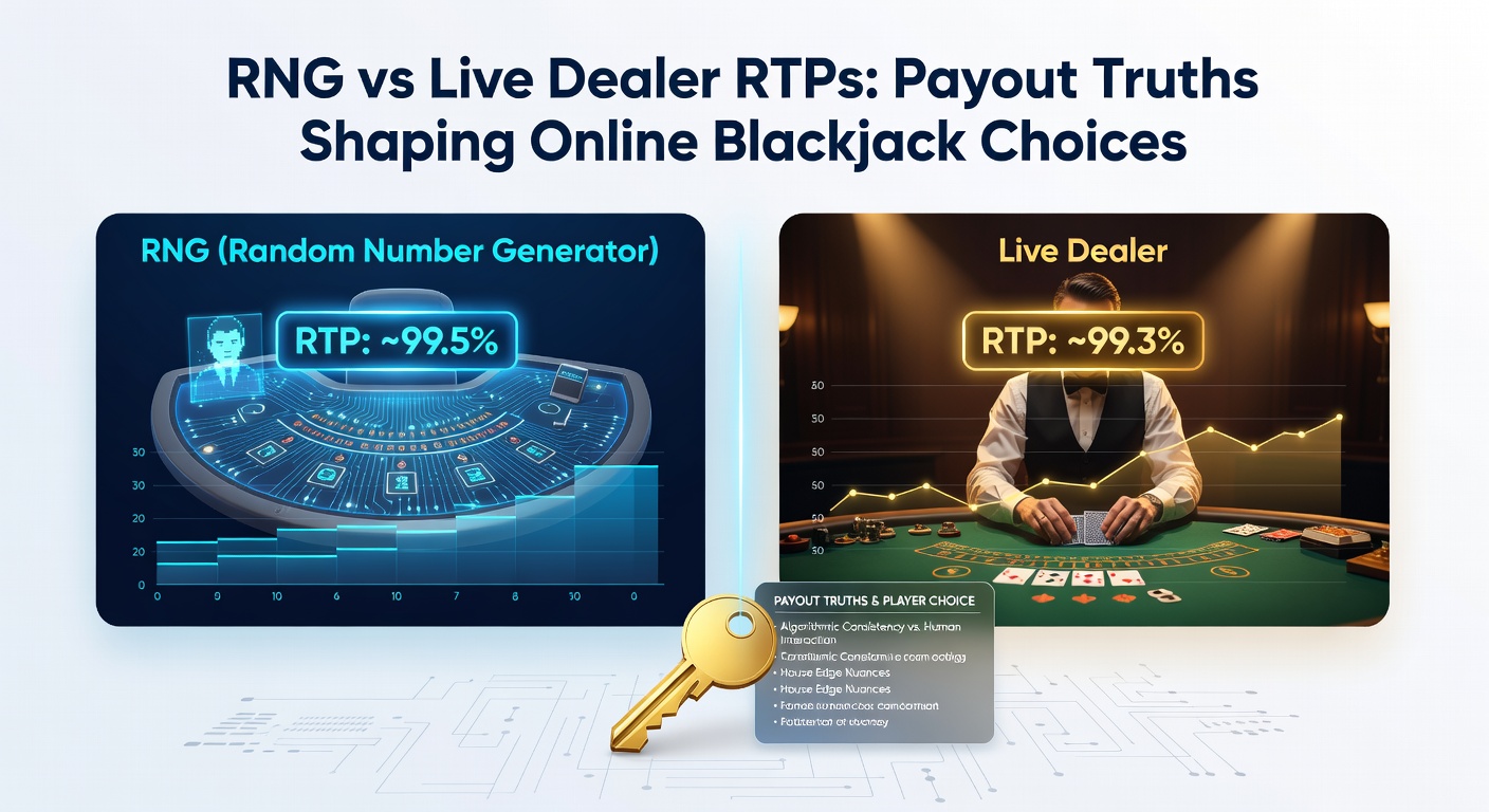 Live dealer blackjack table in action with croupier dealing cards and digital interface overlay showing RTP stats