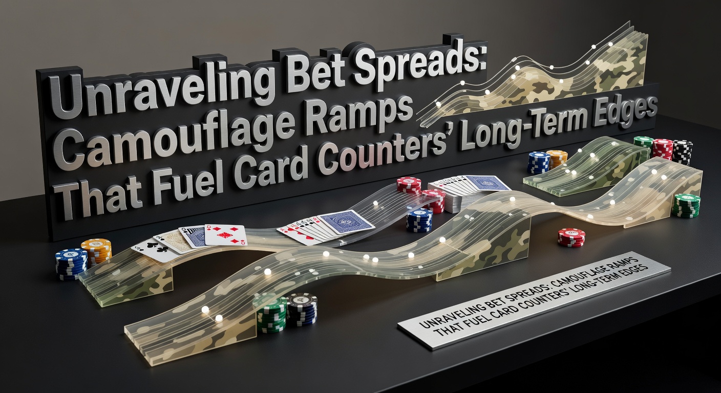 Graph illustrating a gradual bet spread ramp in blackjack card counting, showing bet sizes increasing subtly with the true count
